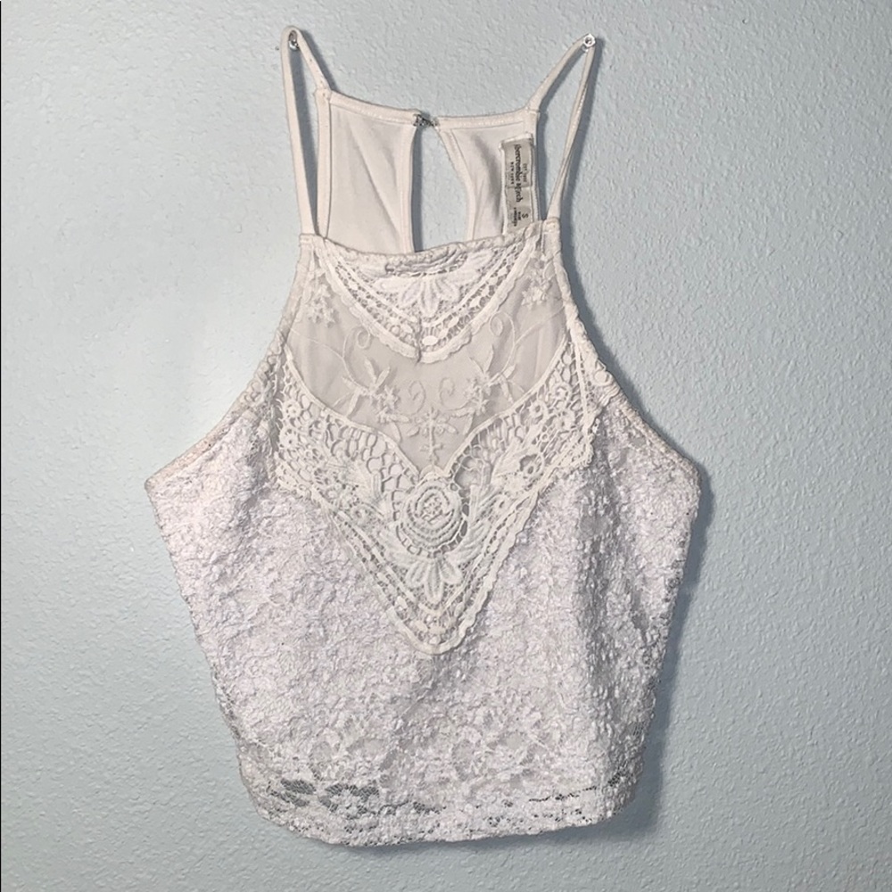 Abercrombie and Fitch White laced Crop top